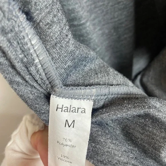 Halara U Neck Pocket Harem Gray Heathered Twist Back Halter Jumpsuit Size Medium - Picture 9 of 9